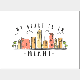 Miami USA Skyline Design Posters and Art